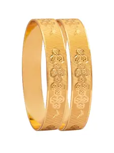 Shining Jewel - By Shivansh Set Of 2 Gold-Plated Designer Bangles