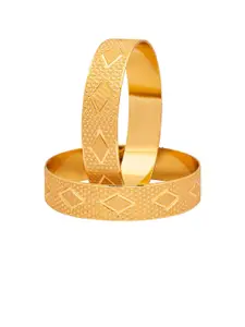 Shining Jewel - By Shivansh Set of 2 Gold-Plated Gold-Toned Designer Bangle