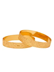 Shining Jewel - By Shivansh Set Of 2 Gold-Plated Gold-Colored Traditional Handcrafted Bangles