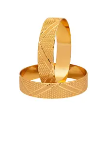 Shining Jewel - By Shivansh Set of 2 Gold-Plated Gold-Toned Designer Bangle
