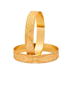 Shining Jewel - By Shivansh Set of 2 Gold-Plated * Toned Textured Bangles