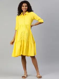 MomToBe Women Yellow Maternity Shirt Midi Sustainable Dress