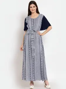 PATRORNA Plus Size Ethnic Motifs Printed Maxi Dress