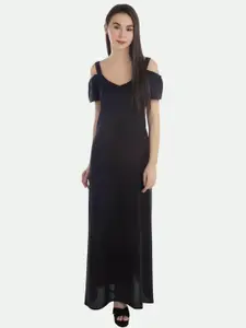 PATRORNA Plus Size Cold-Shoulder Sleeves Maxi Dress