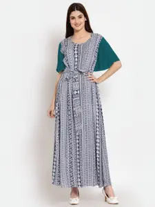 PATRORNA Plus Size Ethnic Motifs Printed Maxi Dress