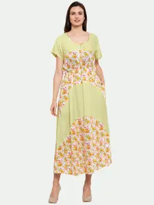 PATRORNA Plus Size Floral Printed Maxi Dress