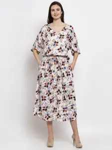 PATRORNA Plus Size Floral Printed Midi Dress