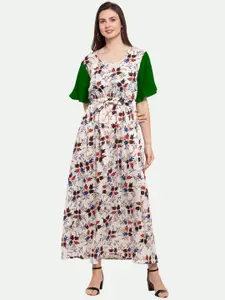 PATRORNA Plus Size Floral Printed Maxi Dress