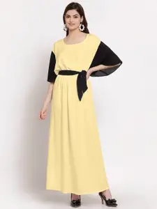 PATRORNA Colourblocked Belted Maxi Dress