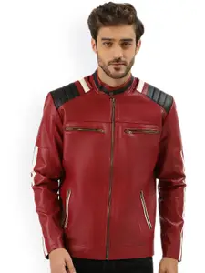 Leather Retail Men Outdoor Biker Jacket with Patchwork