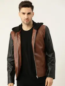Leather Retail Men Colourblocked Biker Jacket