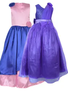 Samsara Couture Pink & Blue Pack Of 2 Cotton Net Dress