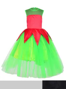 Samsara Couture Green & Coral Pack Of 2 Net Dress