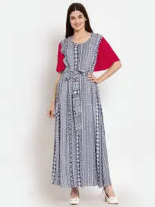 PATRORNA Ethnic Motifs Printed Maxi Dress
