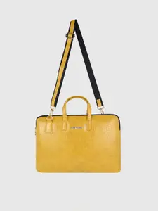Bagsy Malone Unisex Yellow Textured PU Laptop Bag