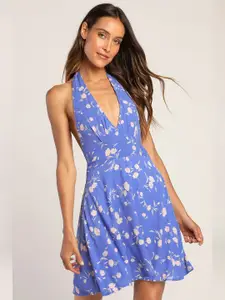 La Aimee Women Blue Floral Dress