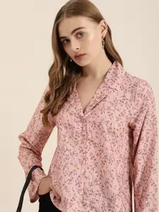 encore by INVICTUS Women Floral Printed Cuban Collar Casual Shirt