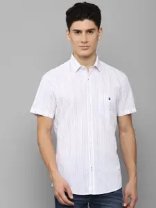 Louis Philippe Sport Men White Slim Fit Striped Pure Cotton Casual Shirt