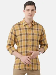 Linen Club Men Checked Sustainable Casual Shirt