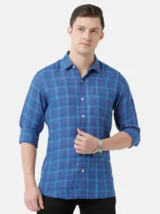 Linen Club Men Checked Sustainable Casual Regular Fit Linen Sustainable Casual Shirt