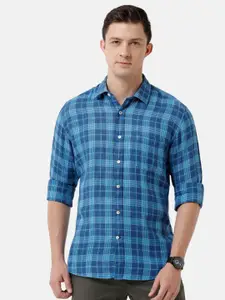 Linen Club Men Linen Tartan Checked Regular Fit Sustainable Casual Shirt