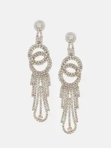 Kazo White Gold Plated Contemporary Drop Earrings