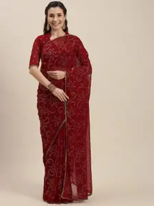 Fab Dadu Embellished Beads and Stones Pure Georgette Saree