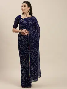 Fab Dadu Floral Embellished Pure Georgette Saree With Blouse Piece