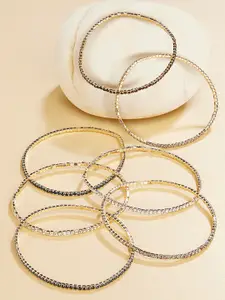 Accessorize Women Pack Of 7 Crystals Handcrafted Bangle-Style Bracelet