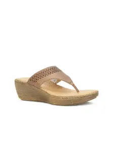 Scholl Textured Leather Wedge Sandals with Laser Cuts Heels