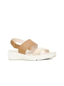 Hush Puppies Leather Flat Form Sandals with Buckles Heels