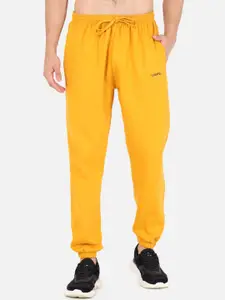 GRIFFEL Men Mustard Yellow Solid Cotton Joggers