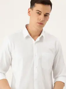 Peter England Men Pure Cotton Self Design Slim Fit Casual Shirt