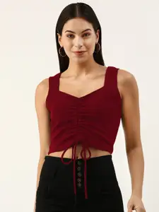 Martini Women Solid Ruched Crop Top