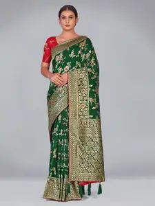Monjolika Fashion Woven Design Zari Silk Blend Heavy Work Banarasi Saree