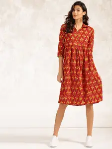 Anouk Women Red Printed A-Line Kurta
