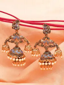 KARATCART Contemporary Meena Double Jhumkas Earrings