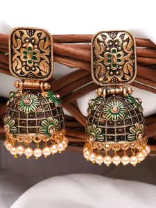 KARATCART Floral Studded Jhumkas Earrings