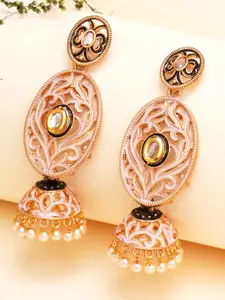 KARATCART Contemporary Jhumkas Gold-Plated Earrings