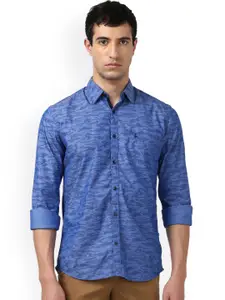 Parx Men Blue Smart Slim Fit Camouflage Print Casual Shirt