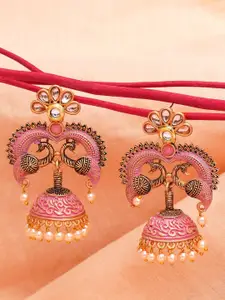 KARATCART Contemporary Jhumkas Gold-Plated Earrings
