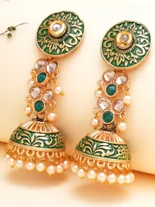 KARATCART Green Contemporary Jhumkas Earrings
