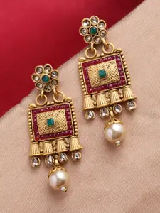 PANASH Gold Plated Square Drop Earrings
