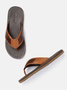 Louis Philippe Men Tan Brown Solid Perforated Comfort Sandals
