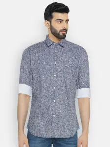 Parx Men Navy Blue Smart Slim Fit Printed Casual Shirt