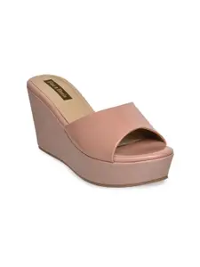 Flat n Heels Pink Wedge Peep Toes