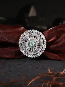Adwitiya Collection Silver-Plated Stone-Studded Finger Ring