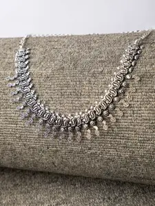 DEEBACO Silver-Toned Silver Silver-Plated Oxidised Necklace