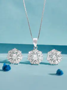 Rubans Silver Rubans 925 Sterling Silver The Heptagon Of Zircons Necklace Set