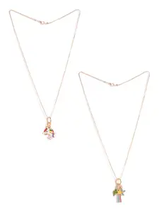 EL REGALO Pack Of 2 Gold-Plated Necklace